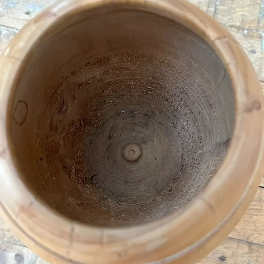 Hand Turned Wooden Table Vase 9” Tall Artist Made Light Brown